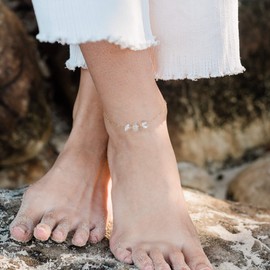 Crystal Quartz Beaded Chain Anklet in 14k Gold Fill