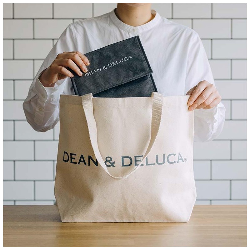 DEAN & DELUCA Lunch Bag, White, Cold Insulation Bag, Collapsible,