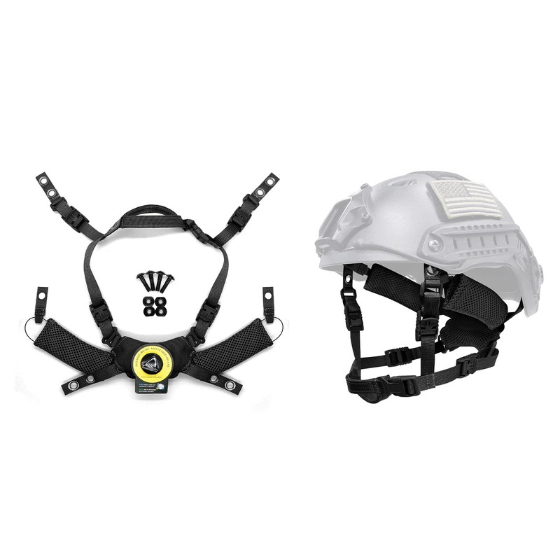 Yzpacc Tactical Helmet Chin Strap, Adjustable Dial, 4 Point Suspension