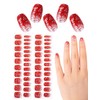 48 Pcs Semi Cured Gel Finger Nail Art Stickers Design Wraps No UV Light Needed Nail Polish Strips Kit for Women with Nail Files and 2 Nail Wiping Blocks (Red)(Red)