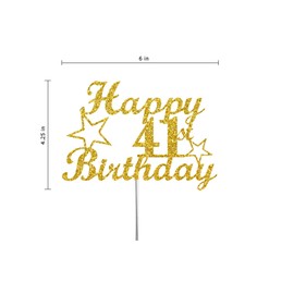 Decoración para tartas de cumpleaños con purpurina dorada, ideas de decoración de fiesta, calidad premium, resistente purpurina de doble cara, palo de acrílico. Fabricado en Estados Unidos (41)