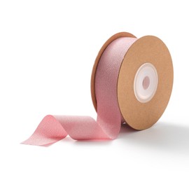 AOKSUNOVA Pink Ribbon For Gift Wrapping, 1Inch x 25Yards Chiffon Ribbon For Wedding Invitations, Bridal Bouquets, Gifts Wrapping, DIY Crafts