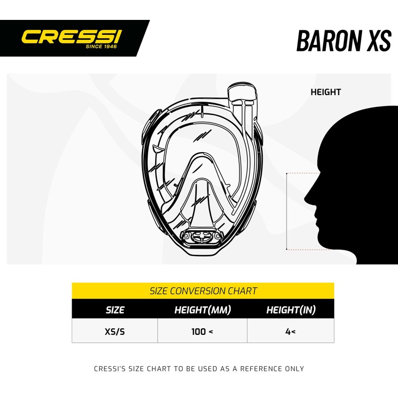Cressi Baron Full Face Mask - Integral Anti Fog Snorkel