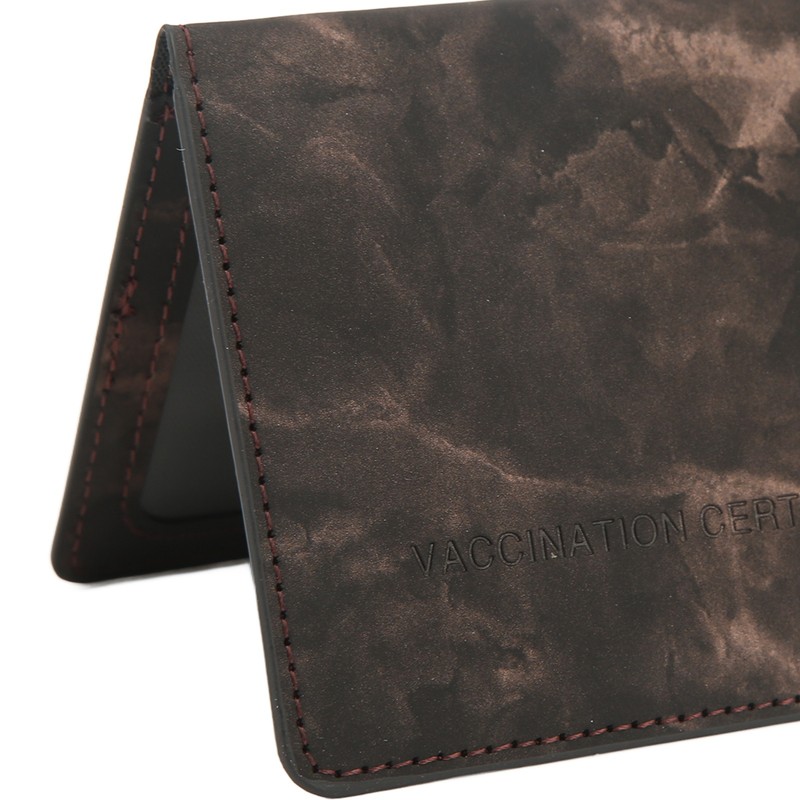 4pcs Vaccination Certificate Holder Marbling Waterproof PU Leather Vaccine Card