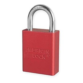 Anodized Aluminum Padlock, Red, Key Dif
