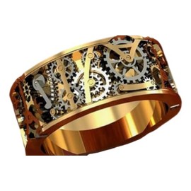 Awmnjtmgpw Creative Gear Ring 18K Gold Men's Steampunk Thumb Adjustable Stackable Men's Adjustable Ring Size 5-12 (Size 6)