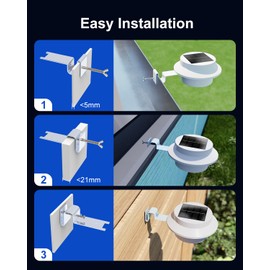4 Pack White Bright Solar Powered Gutter Mounted Lights Outdoor Waterproof Led Fence Lamp for Lighting Rainspout, Railing, Outside House, Wall, Deck, Porch, Garage, Holeless Installation(Warm White)