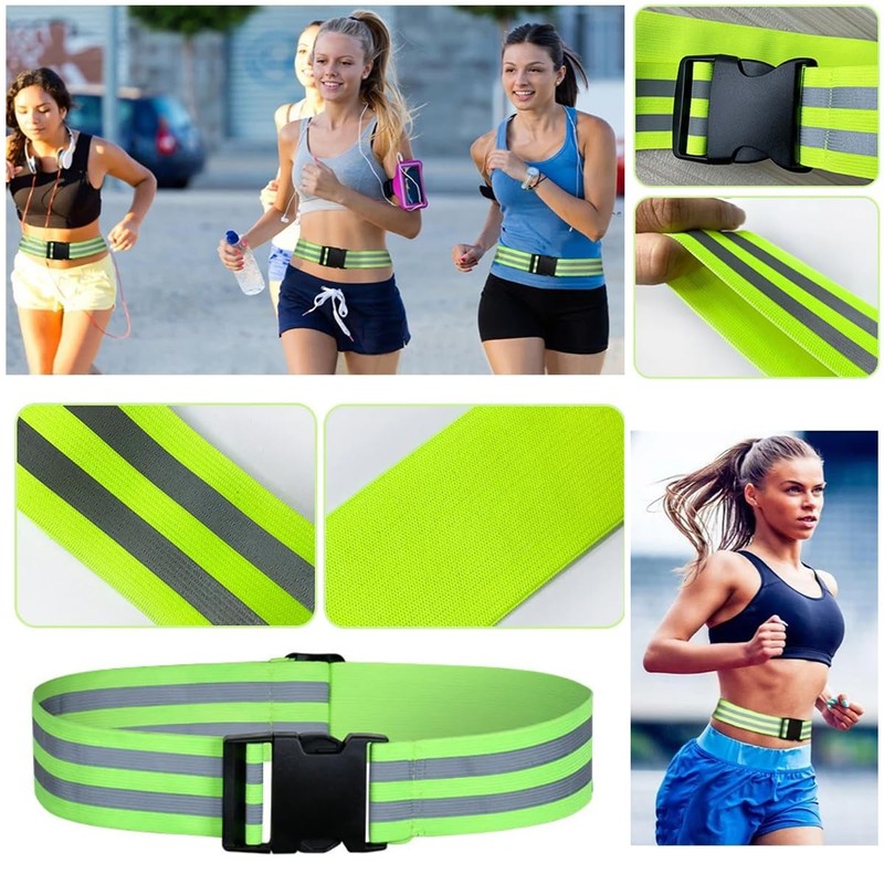 SquEqu 2 Pack Reflective Sash Elastic Stretchy Reflective Bands High