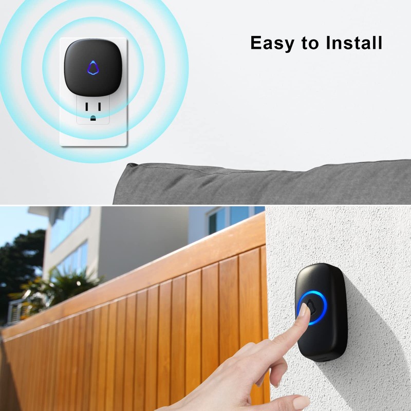 SECRUI Wireless Doorbell, Easy installation, Waterproof, Adjustable Volume, 58 Chimes,