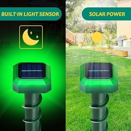 2025 2 Pack Solar-Energy Mouse Repellent with Screw-Shape Stakes Outdoor, Ultrasonic Mole Repellent for Lawn, Yard, Farmland, Keep Voles, Chipmunks, Squirrels, Snakes, Armadillos, Groundhogs Away