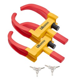 Wheel Lock Set, Adjustable Tire Lock Anti-Theft Security for Trailer, Car, SUV, Boat, Motorcycle, Golf Cart - Great Deterrent, 2 Packs, 6 Alike Keys