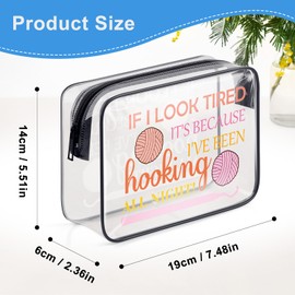Crochet Lover Gift Crocheters Gift Crochet Themed Cosmetic Bag Crochet Knitting Gifts for Women Crochet Beginners Gift Clear Makeup Bag Knitting Lovers Knitters Gift Travel PVC Toiletry Bag Pouch