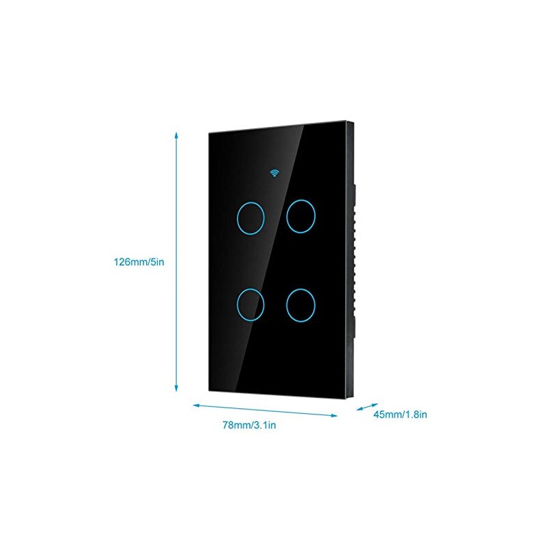 Apagador WiFi Inteligente de Pantalla Táctil, Control de Voz, Luz