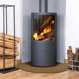 FLASLD Fireproof Wood Burning Stove Mat 40×40 inch Half Round Corner Hearth Rug Protects Floors, Decks and Patios from Sparks Embers, Fire Pit Mat Fireplace Protector Pad