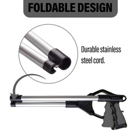 HATAF® 32inches Litter Pickers for Adults, Grabber Stick, Helping Hand Grabbers for Disabled, Foldable Litter Pickers for Children Rotating Head 360 Degree Reaching Aids (32" Grey)