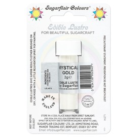 Sugarflair Mystical Gold Edible Lustre Dust, Add a Lustrous Shine to Cakes or Decorations. Brush On or Add Rejuvenator to Create Eye-Catching Edible Paint, Gives Shine to Your Bakes - 2g