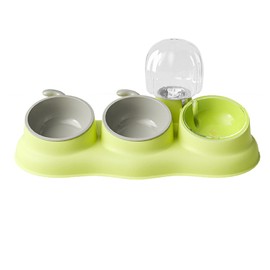 Pet Water Food Bowls 3 in 1 Prevent Slip Tilted Detachable Dog Bowls with Automatic Waterer Bottle for Puppy Cat