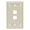Leviton QuickPort Wallplate w/ID Window, Single Gang, 2-Port, 42080-2IS, Ivory