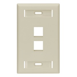 Leviton QuickPort Wallplate w/ID Window, Single Gang, 2-Port, 42080-2IS, Ivory