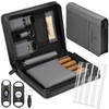 KEJIAR Leather Cigar Case Travel Humidor Box Set Includes 2
