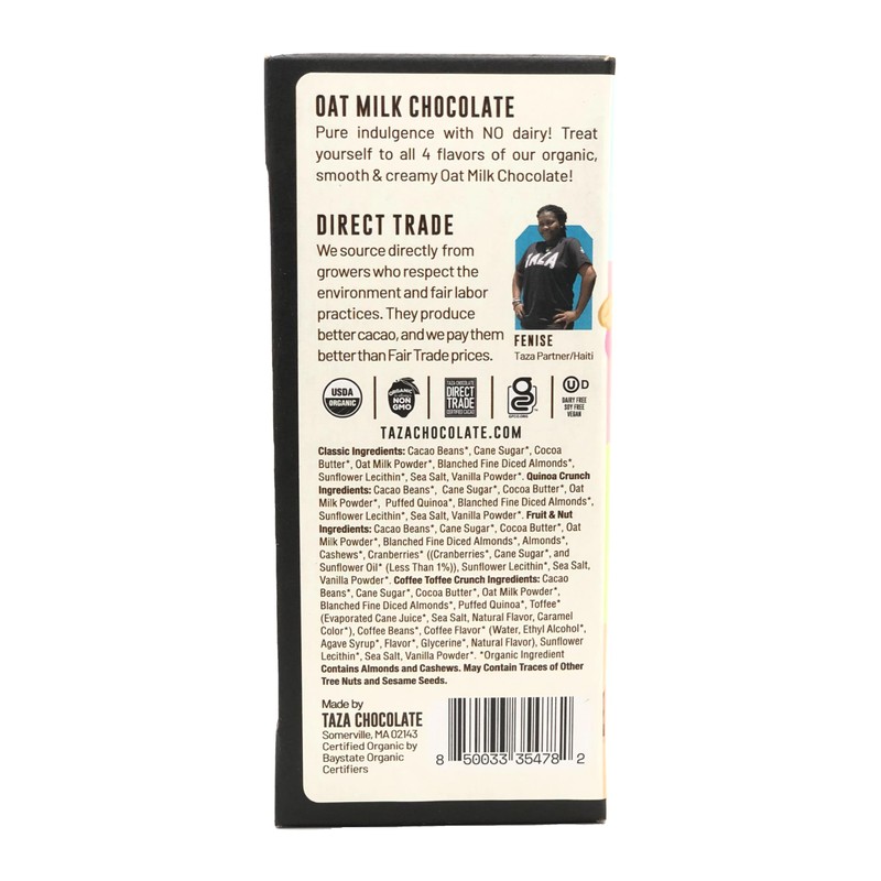 Taza Chocolate Organic Oat Milk Chocolate Bar Variety Pack Bundle,
