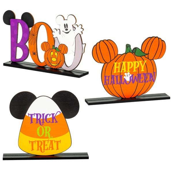 Andi Cppss 3PCS Halloween Mouse Wooden Table Centerpieces, Trick or