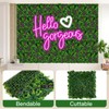 12 Pcs 20"x20" Artificial Grass Backdrop with Pink Neon Sign