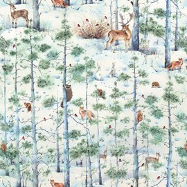 Jillson Roberts Christmas Bulk Gift Wrap, Winter Woodland, Half Ream 417 feet x 24 inches