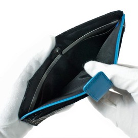 Indenya 2809-01 Long Wallet, Thin Deer Leather, Takane, Mt. Fuji Pattern, Black Background x Black Lacquer, black