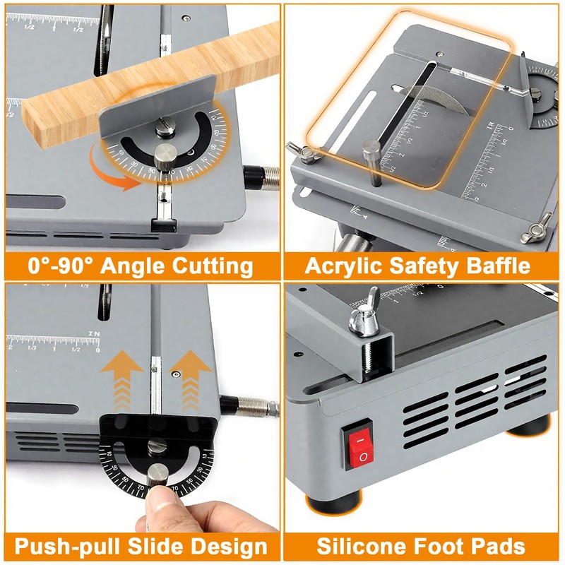 Portable Precision Table Saw by Sinpiode, 9000RPM High Speed Desktop