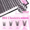 CALAILIS Individual Eyelashes, 204 Pieces, DIY Cluster Eyelashes, D Curl,