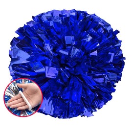 Vsosfiza Cheerleading Pompoms, Pack of 2 Metallic Foil Cheerleader Pom Poms, Blue, Blue Sports Pompoms, Cheers Ball Dance Pompoms, for Sports Events, Team Spirit, Aerobics Parties