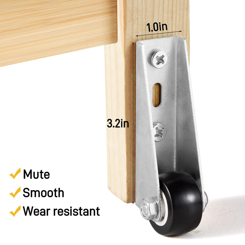 0.9-inch 2PCS Quiet Rubber Caster Wheels, Rolling Casters with Vertical