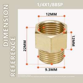 Bwintech 2 Pcs 1/4" Female to 1/8" Male BSP Thread Thicker Brass Hex Nipple Reducing Connector for Pipe Connecting Conversion