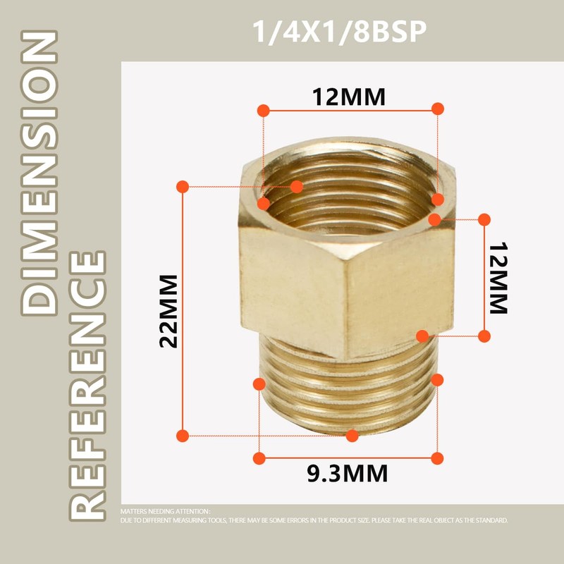 Bwintech 2 Pcs 1/4" Female to 1/8" Male BSP Thread