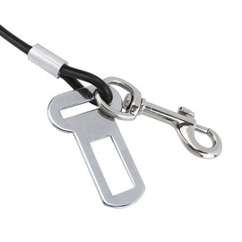 Mogoko Chew Proof Dog Car Seatbelt Safety Restraint Pet No-Chew Tether Cable Stainless Steel Dog Leash Puppy Vehicle Seat Belt Strap with Double Clip and Latch Attachment (16 inch)