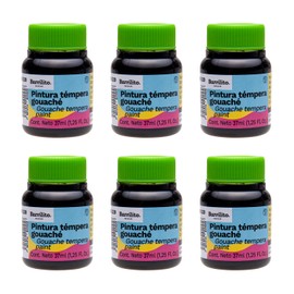 Barrilito Pintura Témpera gouaché color Negro, 6 botes de 37ml. 520