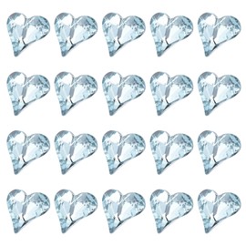 MECCANIXITY 20 Pcs 3D Heart Light Blue Nail Rhinestones 12x13mm K9 Glass Crystal Rhinestones Pointed Back Crooked Heart Gems for Nail Charm Art DIY Decoration Craft