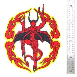 Unbranded Climbing Devil / Demon Die Cut iron On Embroidered Patch 3 1/2 "X 3 5/8"