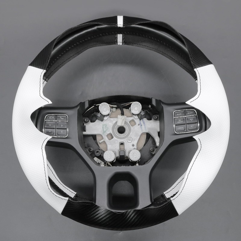 MEWANT DIY Stitched White Leather Steering Wheel Cover Wrap for