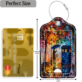 Bvkilrvc 2 Pcs Luggage Tag for Suitcase, Mysterious Man at Beautiful Rainbow Unique Leather Suitcase Tags with Full Privacy Cover Stainless Steel Loop for Women Men Travel Baggage Bag Backpack