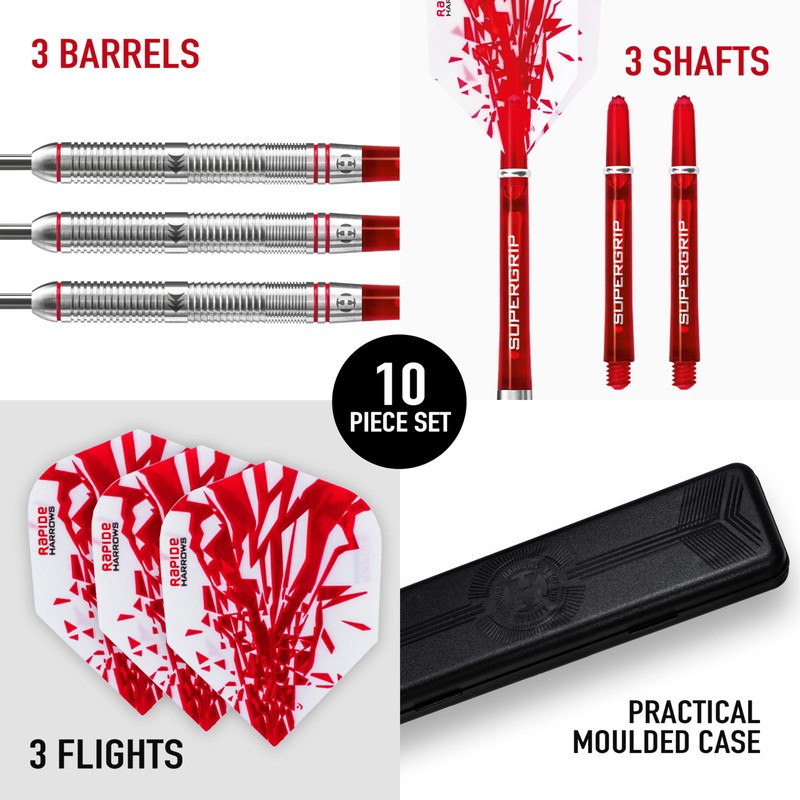 Harrows Rapide 90% Tungsten Steel Tip Darts Set (25g), High