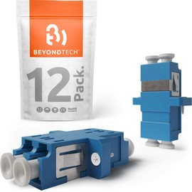 BEYONDTECH Fiber Optic LC to LC Adapter Singlemode UPC Duplex Horizontal Color: SM Blue (Female to Female) - 12 Pack Fiber Optic Extender/Fiber LC Coupler Series