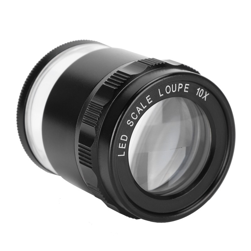 8LED 10X Magnifier Loupe with Scale High Definition Adjustable Magnifying