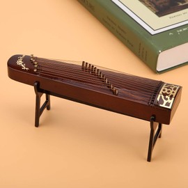 BORDSTRACT Mini Koto Wooden Miniature Musical Instrument Model With Case Dollhouse Jewelry Crafts Home Decoration