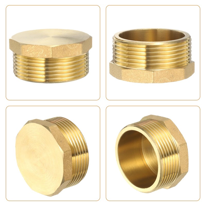 sourcing map Brass Outer Hex Thread Fittings, G1-1/2 Male Brass