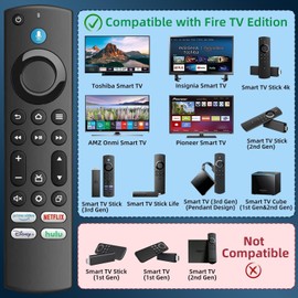 AIEHM Replacement Voice Remote for Insignia/Toshiba/Hisense/AMZ/TCL/Pioneer Smart TVs，TV Remote Works with AMZ TV 1/2/3/4 Gen Streaming Device