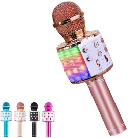 Hoiicco Wireless Karaoke Microphone for Kids, Bluetooth Karaoke Microphone Portable Handheld Singing Karaoke Mic Speaker, Voice Changer Toy Microphone, Great Present for Adults Kids Girls Boys