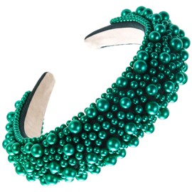 scicent Hair Bands for Girls Wide Headbands for Women Glitter Pearls Head Bands Elegant Hair Band for Party Padded Hairband Ladies Headband Fashion No Slip Hairbands Bridal Hair Accessories - 16817