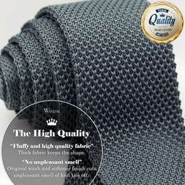 WANDM Men's Pointed Knit Tie Necktie Width 2.75 inches Washable Solid Color Neutral Medium Grey Gray